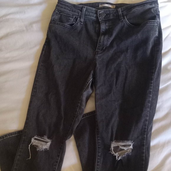 Signature by Levi Strauss Denim - Black Distressed Skinny Jeans